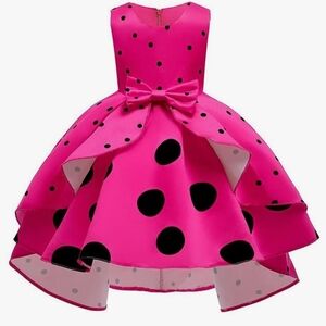 Pink / Black‎ Baby Girl Polka Dots Princess Costume Birthday Fancy Dress up 3T